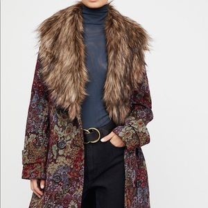 Free People In Good Company Jacquard Faux Fur Coat